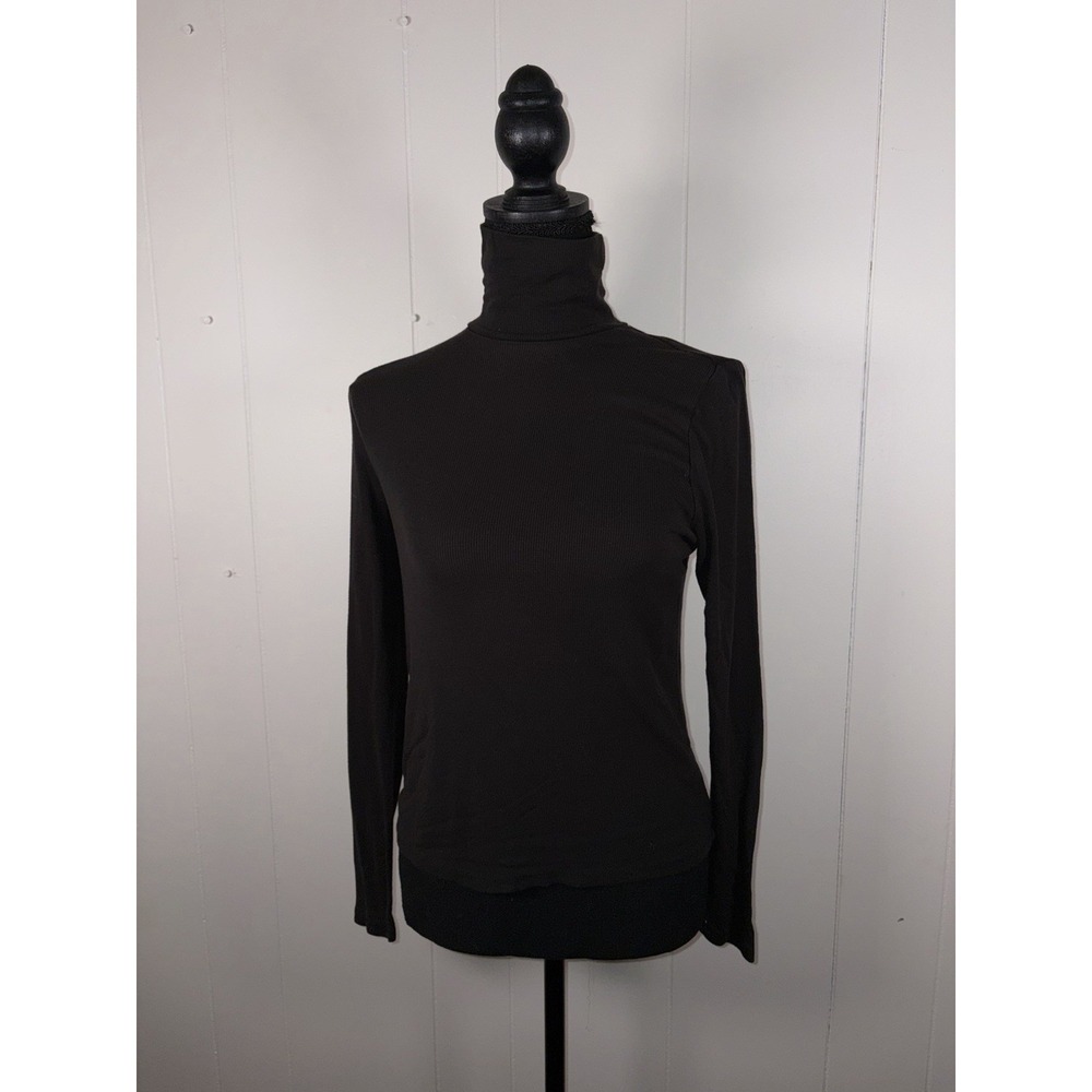 Marine Layer Rib Long Sleeve Turtleneck Lightweight Sweater Women's Size L Brown